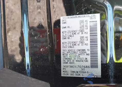 2026 Nissan Rogue Sv z USA, uszkodzony, nr VIN 5N1BT3BB1TC707686